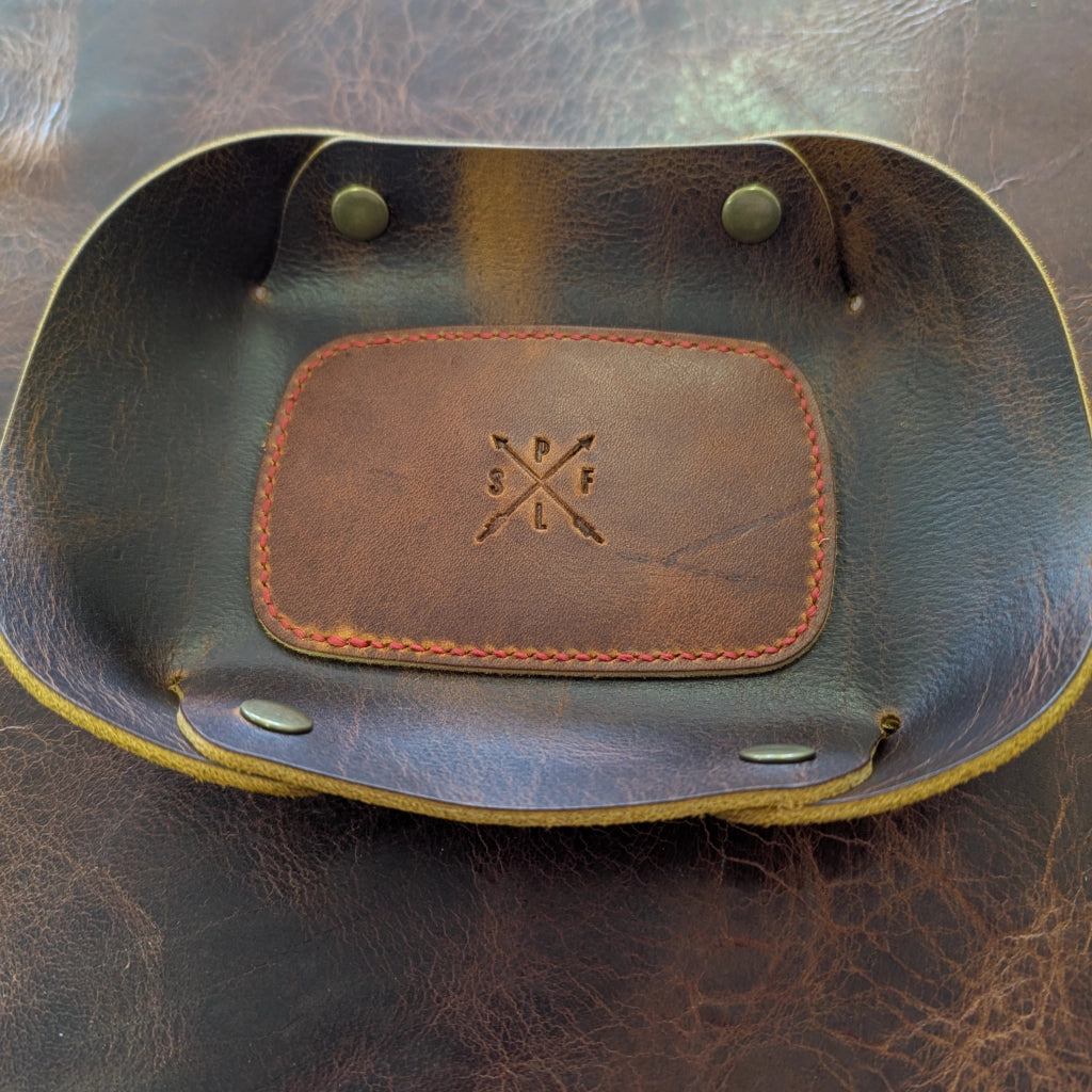Hand-Stitched Leather Valet Tray, Medium