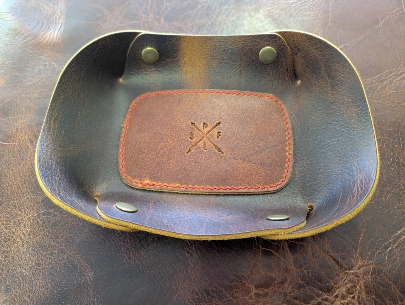 Hand-Stitched Leather Valet Tray, Medium