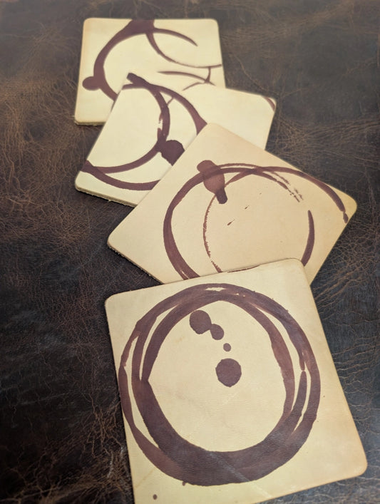 Leather Coaster Set – “Coffee Ring” Stain (Set of 4)